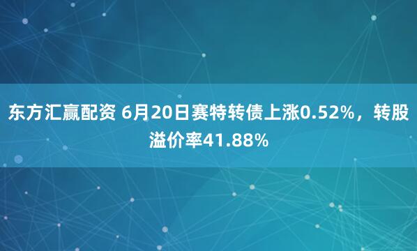 东方汇赢配资 6月20日赛特转债上涨0.52%，转股溢价率41.88%