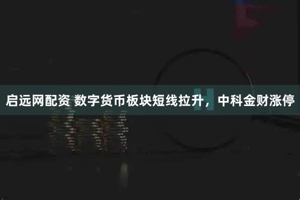 启远网配资 数字货币板块短线拉升，中科金财涨停